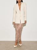 Sequin Fringe Mesh Midi Pencil Skirt