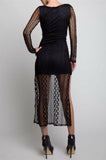 Long Sleeve Lace Hi Low Dress in Black