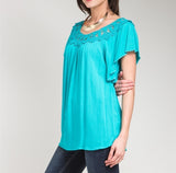 Flutter Sleeve Lace Top in Blue