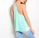 Layered V-Neck Chiffon Top in Mint