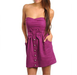 Empire Waist Dress with Bow Detail in Magenta
