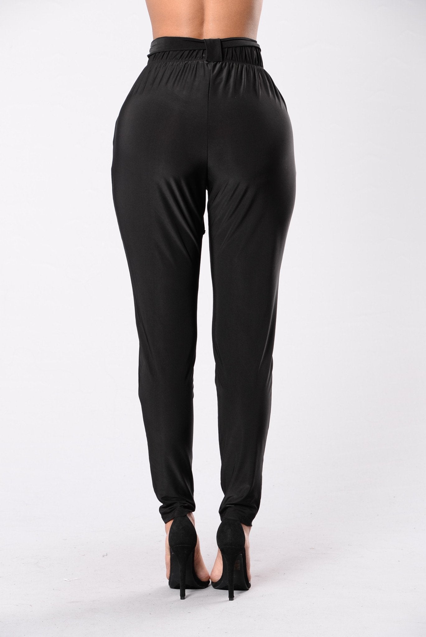 Tie Waist Harem Pants in Black