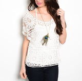 Crochet Overlay Blouse in White