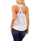 Lace Strap Basic Tank Top in White