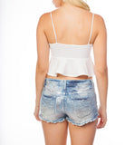 Babydoll Fit and Flare Crop Top in White