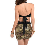 Cut-Out Animal Print Dress in Metallic Gold & Black