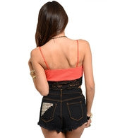 Lace Trim Bralette in Orange & Black