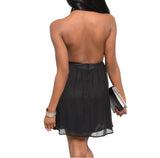 Spiked Chocker Skater Chiffon Dress in Black PETITES