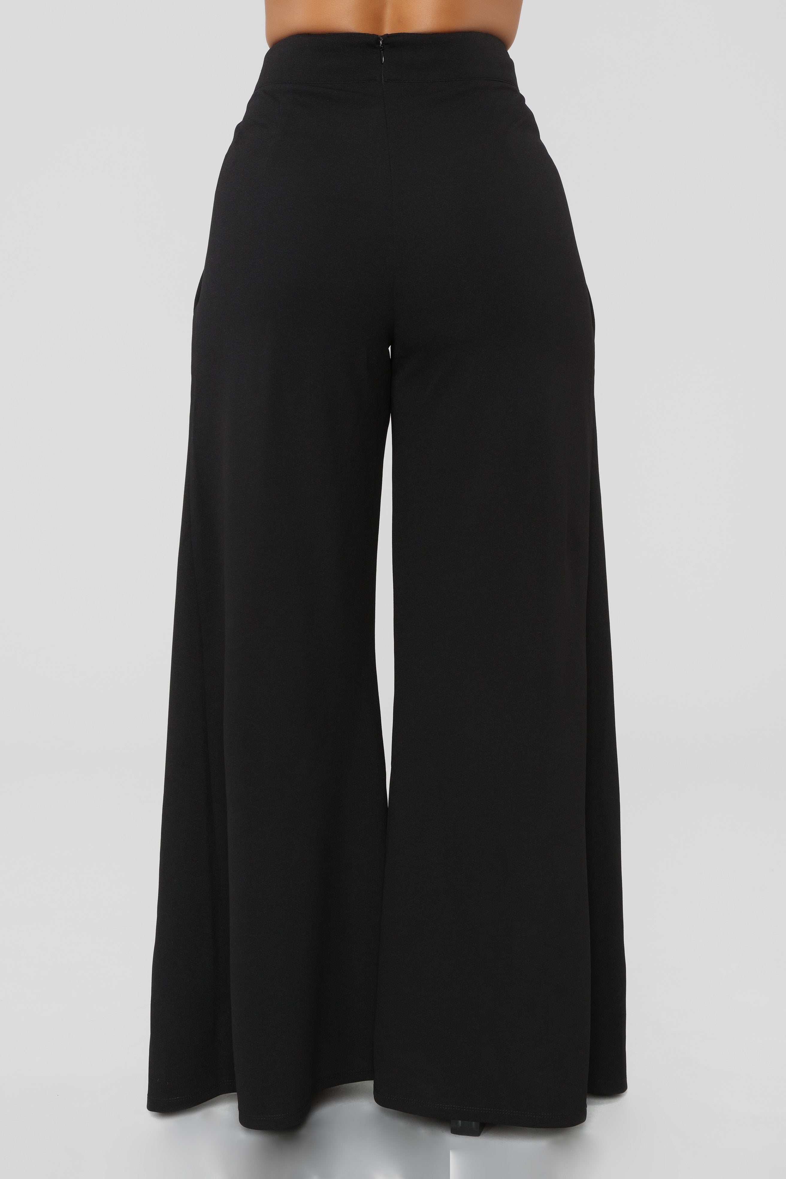 Open Slit Belted Pants in Black
