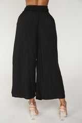 High Rise Smocked Waist Pants in Black
