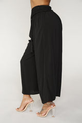 High Rise Smocked Waist Pants in Black
