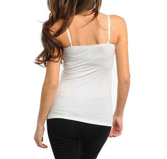 Spaghetti Basic Top with Ruffles in White