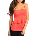 Spaghetti Basic Top with Ruffles in Orange