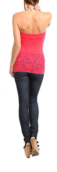 Lace Peep Hole Cowl Party Top in Pink