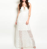 Strapless Lace Lined Maxi Dress in Ivory