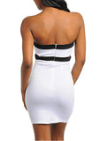 Strapless Cut Out Contrast Dress in White & Black