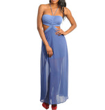 Cut Out Chiffon Maxi Dress in Blue