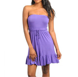 Strapless Ruffle Hem Dress in Purple