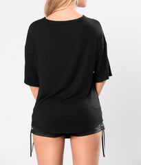 Wild and Free Graphic V Cut Tee in Black