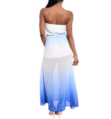 Strapless Chiffon Gradient Maxi Dress in Blue