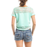 Curved Hem Laced Tee in Mint