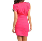 Plunge Blouson Bandage Dress in Pink