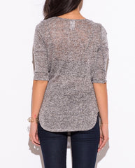 Cowl Neck Knit Tunic Top in Gray