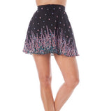 Floral Print Flowy Skater Skirt in Coral and Black