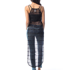 Hi Low Hem Lace Overlay Top in Black