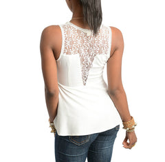 Lace Peplum Sheer Top in Off White