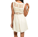 Sleeveless Lace Flare Dress in Cream