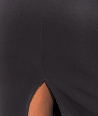 High Waist Maxi Pencil Skirt with Back Slit in Charcoal PETITE