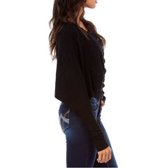 Slit Long Sleeve Sweater in Black