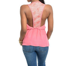 V-Neck Empire Waist Wrap Top in Pink