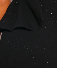 Cut Out Peplum Glitter Bodycon Party Dress in Black
