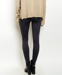 Zip Up High Waist Fleece Leggings in Gray