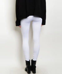 Zip Up High Waist Thick Fleece Leggings in White