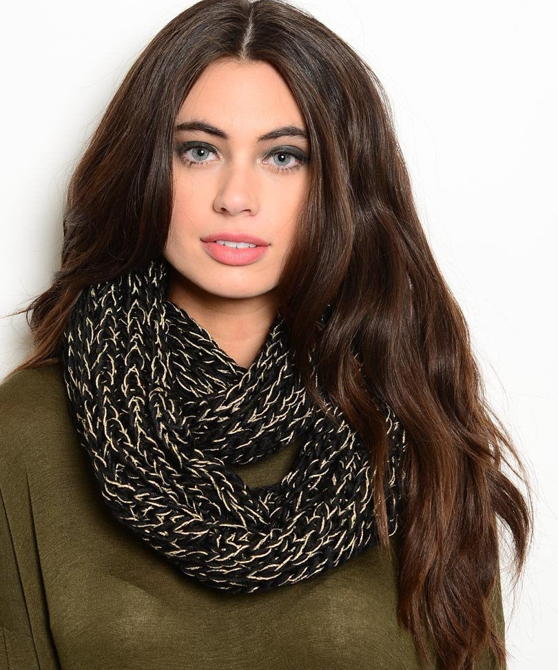 Infinity Scarf in Black and Gold