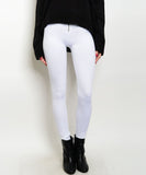 Zip Up High Waist Thick Fleece Leggings in White