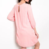 Laced Neckline Shift Dress in Light Pink
